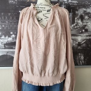 Women's 1. Slate punk long sleeve, ruched waist top